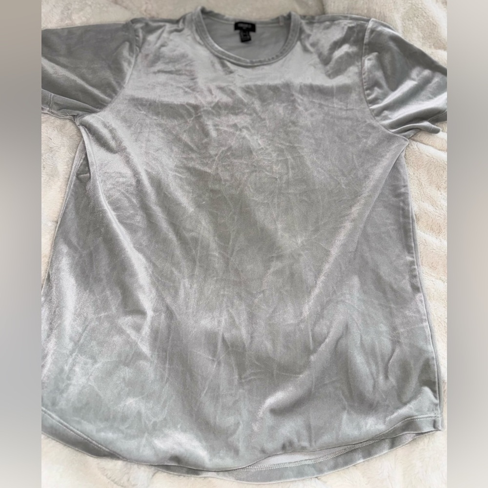 Forever 21 Shiny Silver Short Sleeve Tee